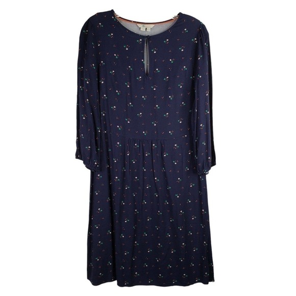 Boden Women's Nerissa Bud Floral Long Sleeve Shift Dress Size 6 Tall Navy Blue - Picture 2 of 10